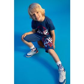 DeFacto X6900A622SM Lacivert Erkek Çocuk Nba Chicago Bulls Lisanslı Regular Fit Normal Bel Uzun Şort