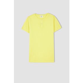 DeFacto X7609A622HS Sarı Erkek Çocuk Regular Fit Bisiklet Yaka Kısa Kollu Tişört