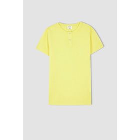 DeFacto X7609A622HS Sarı Erkek Çocuk Regular Fit Bisiklet Yaka Kısa Kollu Tişört
