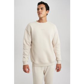 DeFacto X8282AZ23AU BK81 Siyah Boxy Fit Bisiklet Yaka Baskılı Erkek Sweatshirt