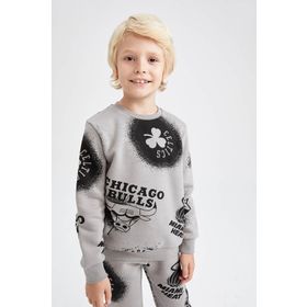 DeFacto Y4130A622AU Erkek Çocuk Fit Regular Fit Kalın Kumaşı Nba Current Teams Lisanslı Bisiklet Yaka Sweatshirt