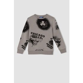 DeFacto Y4130A622AU Erkek Çocuk Fit Regular Fit Kalın Kumaşı Nba Current Teams Lisanslı Bisiklet Yaka Sweatshirt