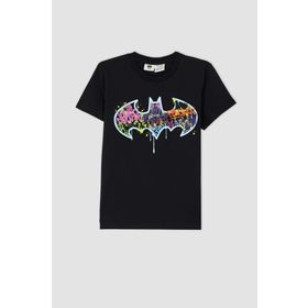DeFacto Y4747A622HS Erkek Çocuk Batman Lisanslı Regular Fit Bisiklet Yaka Kısa Kollu T-Shirt