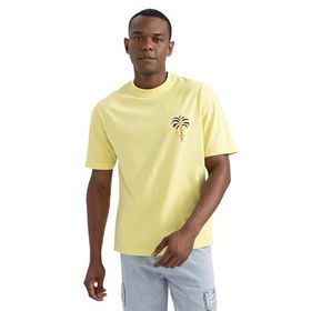 DeFacto Y5343AZ22HS Yeşil Comfort Fit Bisiklet Yaka Sırt Baskılı Kısa Kollu Tişört