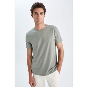 DeFacto Y5573AZ22SP Regular Fit Bisiklet Yaka Basic Kısa Kollu Yeşil Erkek Tişört