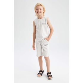 DeFacto Y6462A622SM Erkek Çocuk Regular Fit Baskılı Kolsuz Atlet Şort Takım
