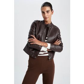DeFacto Y7156AZ23SP Kadın Su Itici Suni Deri Biker Ceket