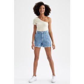 DeFacto Y7469AZ22SM Bej-BG107 Slim Fit Basic Tek Omuzlu Kadın Tişört