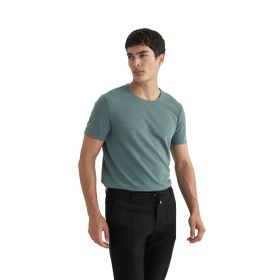 Defacto Yeşil Kısa Kollu Basic Yuvarlak Yaka Büyük Beden Erkek T-shirt