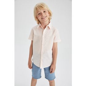 DeFacto Z0013A622HS Erkek Çocuk Regular Fit Polo Yaka Çizgili Kısa Kollu Gömlek