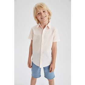 DeFacto Z0013A622HS Erkek Çocuk Regular Fit Polo Yaka Çizgili Kısa Kollu Gömlek
