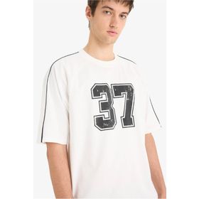DeFacto Z0601AZ23SM Antrasit-AR191 Loose Fit Bisiklet Yaka Baskılı Kısa Kollu %100 Pamuk Kadın T-shirt