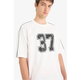DeFacto Z0601AZ23SM Antrasit-AR191 Loose Fit Bisiklet Yaka Baskılı Kısa Kollu %100 Pamuk Kadın T-shirt