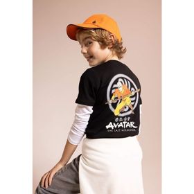 DeFacto Z2151A623SM Siyah Avatar the Last Airbender Bisiklet Yaka Kısa Kollu Erkek Çocuk T-shirt