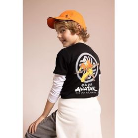 DeFacto Z2151A623SM Siyah Avatar the Last Airbender Bisiklet Yaka Kısa Kollu Erkek Çocuk T-shirt