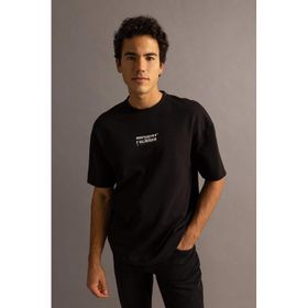 DeFacto Z3072AZ23SP BK81 Erkek Comfort Fit Bisiklet Yaka Baskılı T-shirt