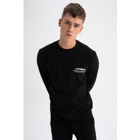 DeFacto Z3242AZ23SPBK81 Slim Fit Bisiklet Yaka Erkek Sweatshirt
