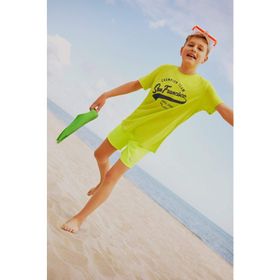 DeFacto Z8002A623SM Yeşil-GN667 Regular Fit Bisiklet Yaka Baskılı Kısa Kollu Erkek Çocuk T-shirt