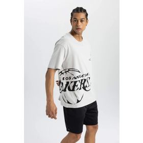 DeFactoFit NBA Los Angeles Lakers Boxy Fit Bisiklet Yaka Tişört