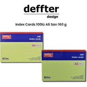 Deffter Index Cards 100'lü A6 Sarı 160 gr Defter