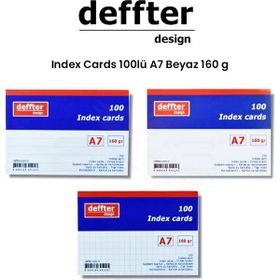 Deffter Index Cards 100'lü A7 Beyaz 160 gr Defter
