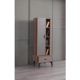 Defne 50x45x165 Ahşap Kapaklı Raflı Çekmeceli Kitaplık
