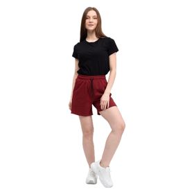 Defys Regular Fit Bordo Kadın Beli Lastikli Cepli Etiket Detaylı Şort