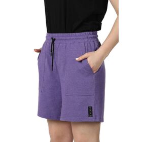 Defys Regular Fit Mor Kadın Beli Lastikli Cepli Etiket Detaylı Şort