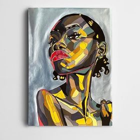 Dekolata 140x200 cm Afrikalı Kadın Sarı Renkler Kanvas Tablo