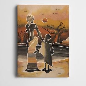Dekolata 35x50 cm Afrikalı Kadın ve Çocuğu Kanvas Tablo