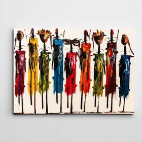 Dekolata Afrikalı İnsanlar Modern Sanat 60x85 cm Kanvas Tablo
