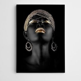 Dekolata Afrikalı Kadın 20x30 cm Kanvas Tablo
