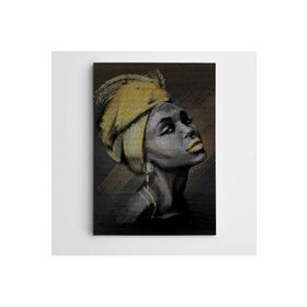 Dekolata Afrikalı Kadın Modern Sanat 60x85 cm Kanvas Tablo