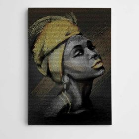 Dekolata Afrikalı Kadın Modern Sanat 85x120 cm Kanvas Tablo