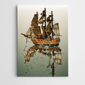 Dekolata Ağaç Gemi ve Gölgesi Modern Sanat 30x40 cm Kanvas Tablo