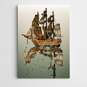 Dekolata Ağaç Gemi ve Gölgesi Modern Sanat 30x40 cm Kanvas Tablo