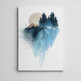 Dekolata Ağaç Toprak ve Dolunay Mini 20x30 cm Kanvas Tablo