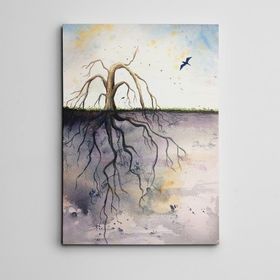 Dekolata Ağaç ve Kökleri Mini 20x30 cm Kanvas Tablo