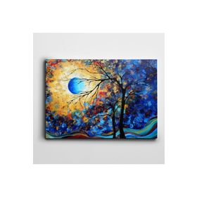Dekolata Ağaç Ve Mavi Ay 140x200 cm Kanvas Tablo