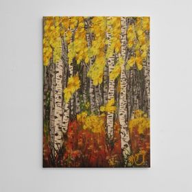 Dekolata Ağaçlar ve Sonbahar Yağlıboya Reprodüksiyon 30x40 cm Kanvas Tablo