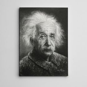 Dekolata Albert Einstein Siyah Beyaz 30x40 cm Kanvas Tablo