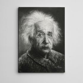 Dekolata Albert Einstein Siyah Beyaz 30x40 cm Kanvas Tablo