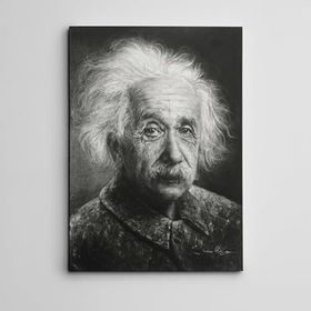 Dekolata Albert Eınsteın Siyah Beyaz 50x70 cm Kanvas Tablo