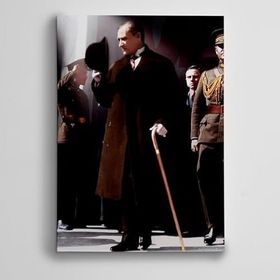 Dekolata Atatürk Baston ve Şapka 25x35 cm Kanvas Tablo