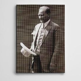 Dekolata Atatürk Beyaz Şapka 140x200 cm Kanvas Tablo