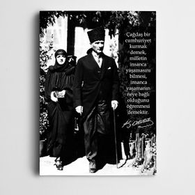 Dekolata Atatürk Çağdaş Yaşamak 40x60 cm Kanvas Tablo