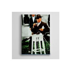 Dekolata Atatürk Kahve İçerken 50x70 cm Kanvas Tablo