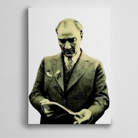 Dekolata Atatürk Kitap Okurken 35x50 cm Kanvas Tablo