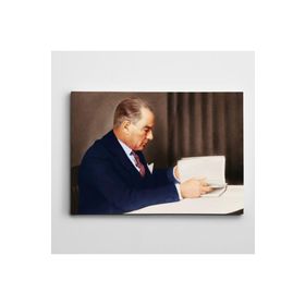Dekolata Atatürk Kitap Okurken 85x120 cm Kanvas Tablo