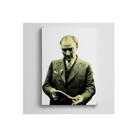 Dekolata Atatürk Kitap Okurken 85x120 cm Kanvas Tablo